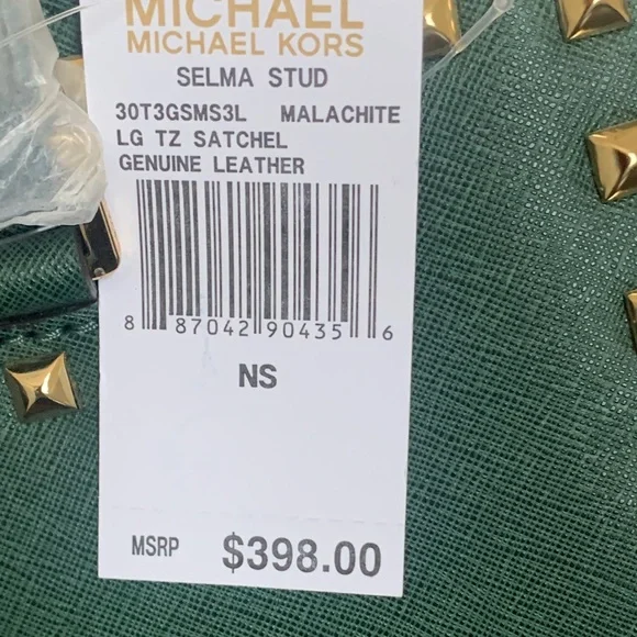 NWT Michael Kors Malachite Green Selma Gold Stud Satchel. - Picture 14 of 14